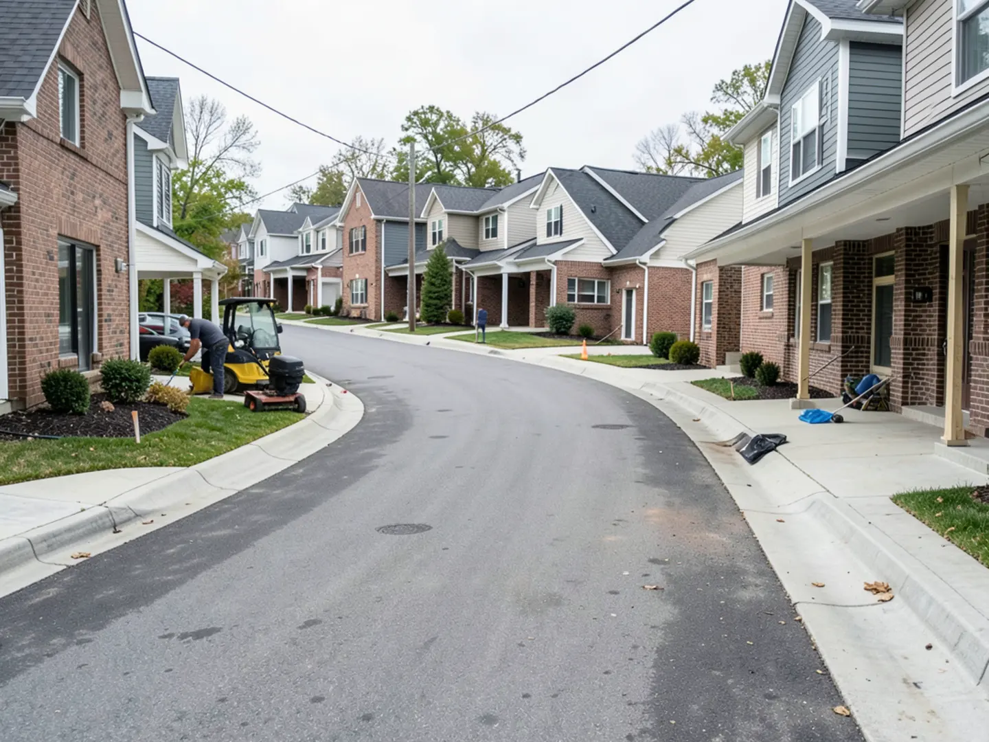 Suburban street with contemporary colonial homes in Glen Allen Henrico